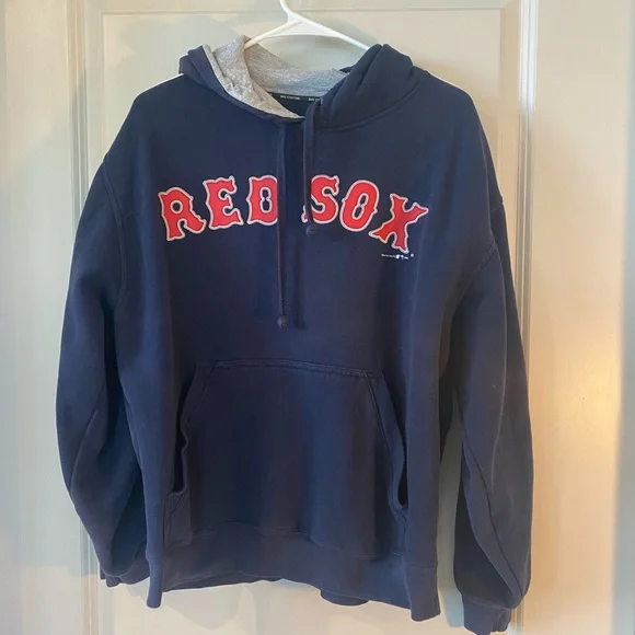 Gear for Sports Big Cotton Red Sox Hoodie with Grey Strip Sleeves size Medium